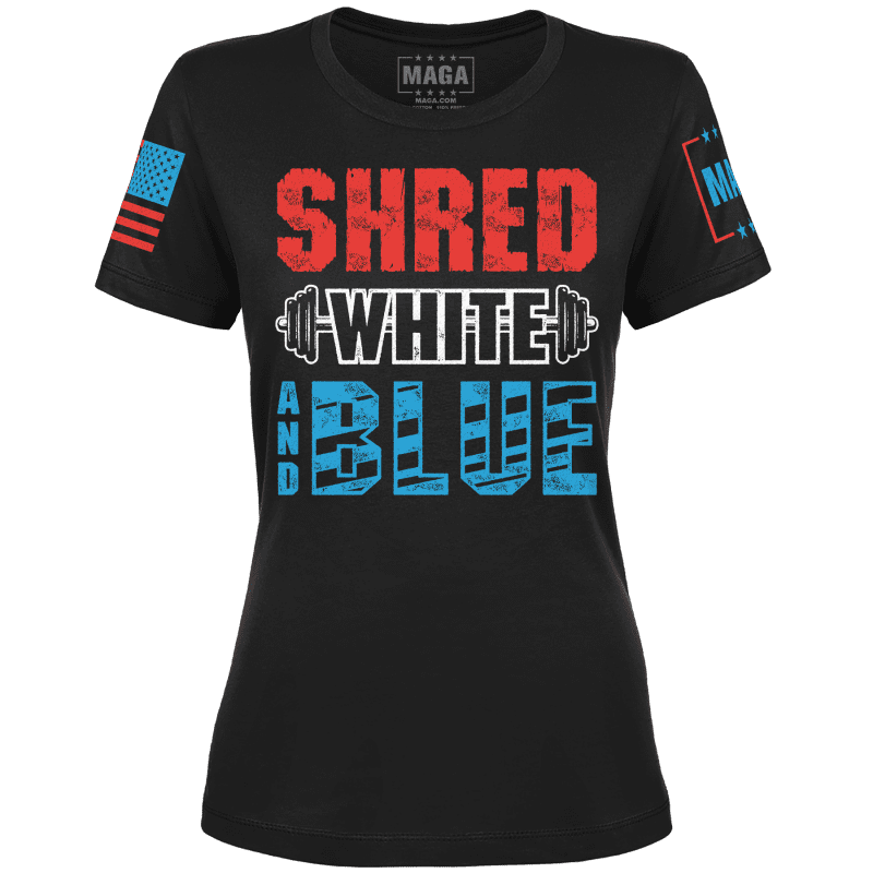 Shred White And Blue Ladies Tee maga trump