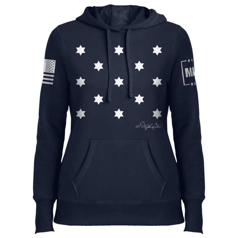 True Navy / XS George Washington Flag Ladies Hoodie maga trump