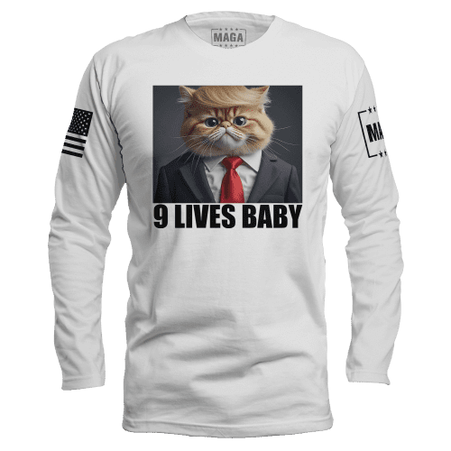 White / S 9 Lives Baby Long Sleeve maga trump