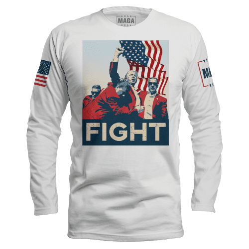 White / S Trump Fight Iconic Long Sleeve maga trump