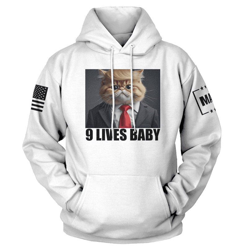 White / XS 9 Lives Baby Hoodie maga trump