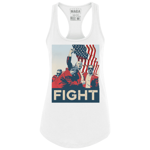 White / XS Trump Fight Iconic Racerback Tank Top maga trump