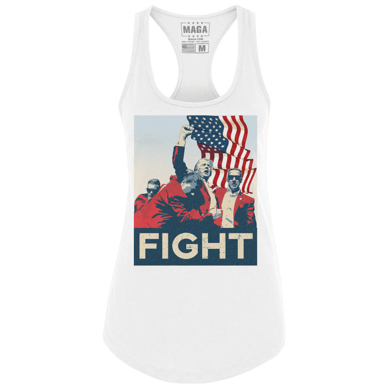 White / XS Trump Fight Iconic Racerback Tank Top maga trump