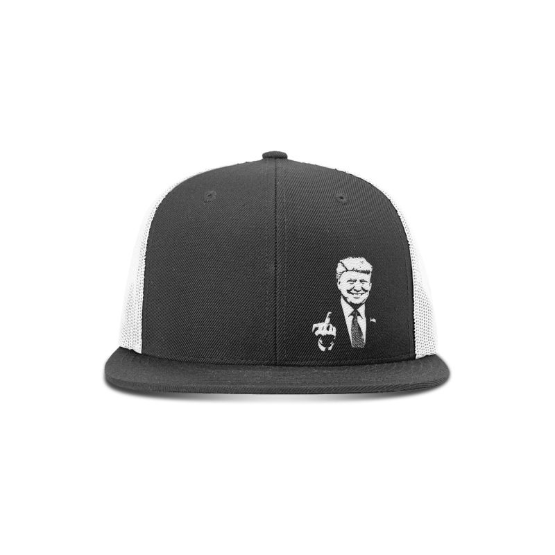 Wool Blend Flat Bill / Black/White Trump "Flipping the Bird" Flat Bill maga trump