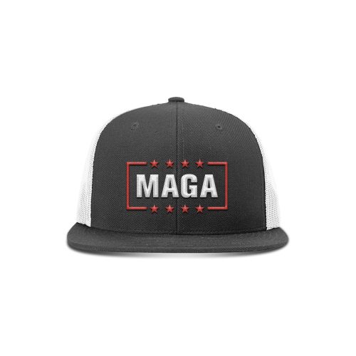 Wool blend flatbill trucker / Black/ White MAGA Hat maga trump