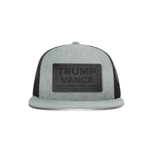 Wool blend flatbill trucker / Heather Grey/ Black Trump Vance MAGA Blackout Leather Patch Flat Bill Hat maga trump