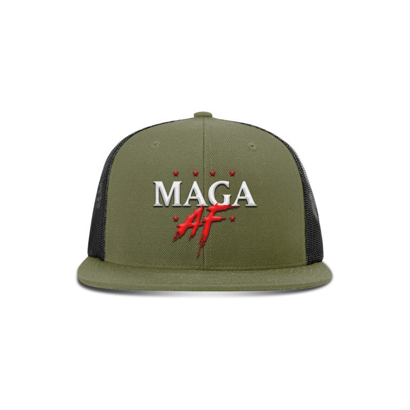 Wool blend flatbill trucker / Loden/ Black MAGA AF Flat Bill Hat maga trump