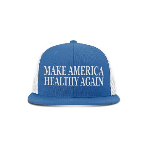 Wool blend flatbill trucker / Navy/ White Make America Healthy Again Flat Bill Hat maga trump