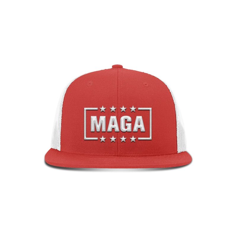 Wool blend flatbill trucker / Red/ White MAGA Hat maga trump