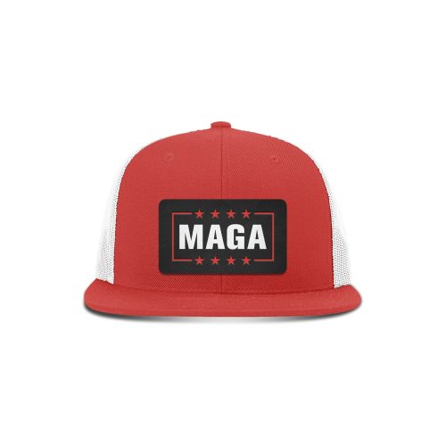 Wool blend flatbill trucker / Red/ White MAGA Patch Hat maga trump