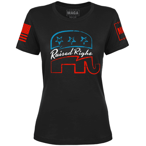 XS / Black Raised Right Ladies Tee maga trump